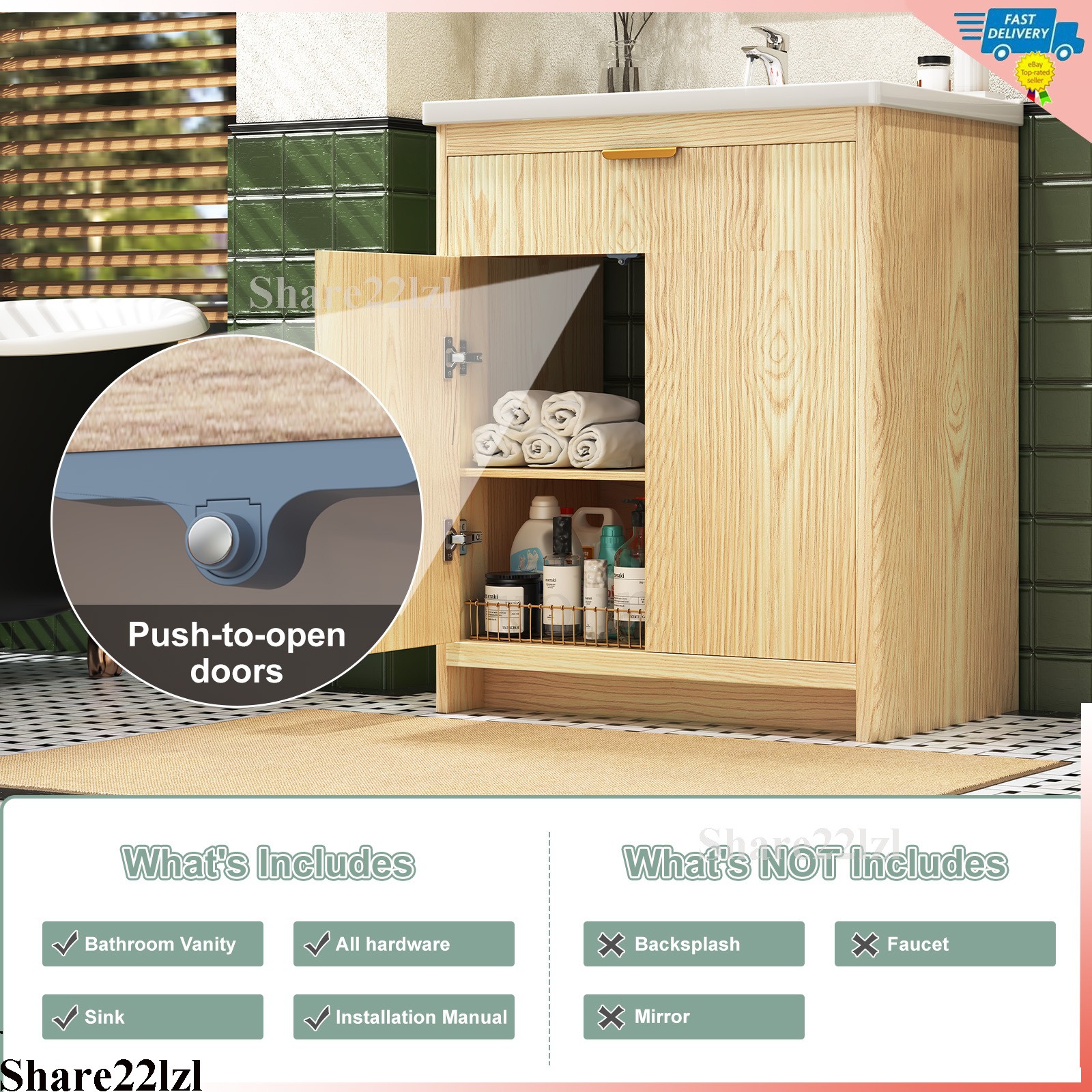 31.5″ Bathroom Vanity with Sink, Freestanding Particle Board Storage Cabinet