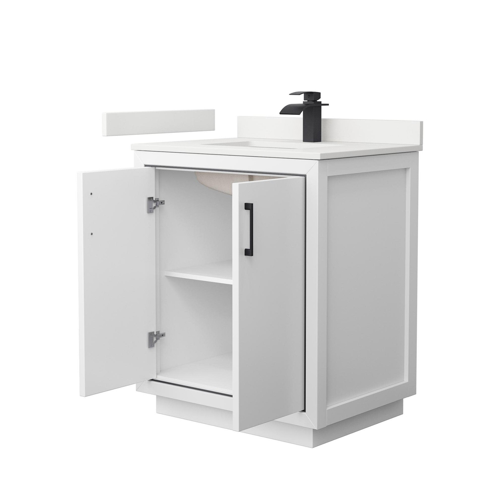 Wyndham Collection WCF111130S-QTZ-UNSMXX Icon 30″ – Dark Gray / White Quartz Top