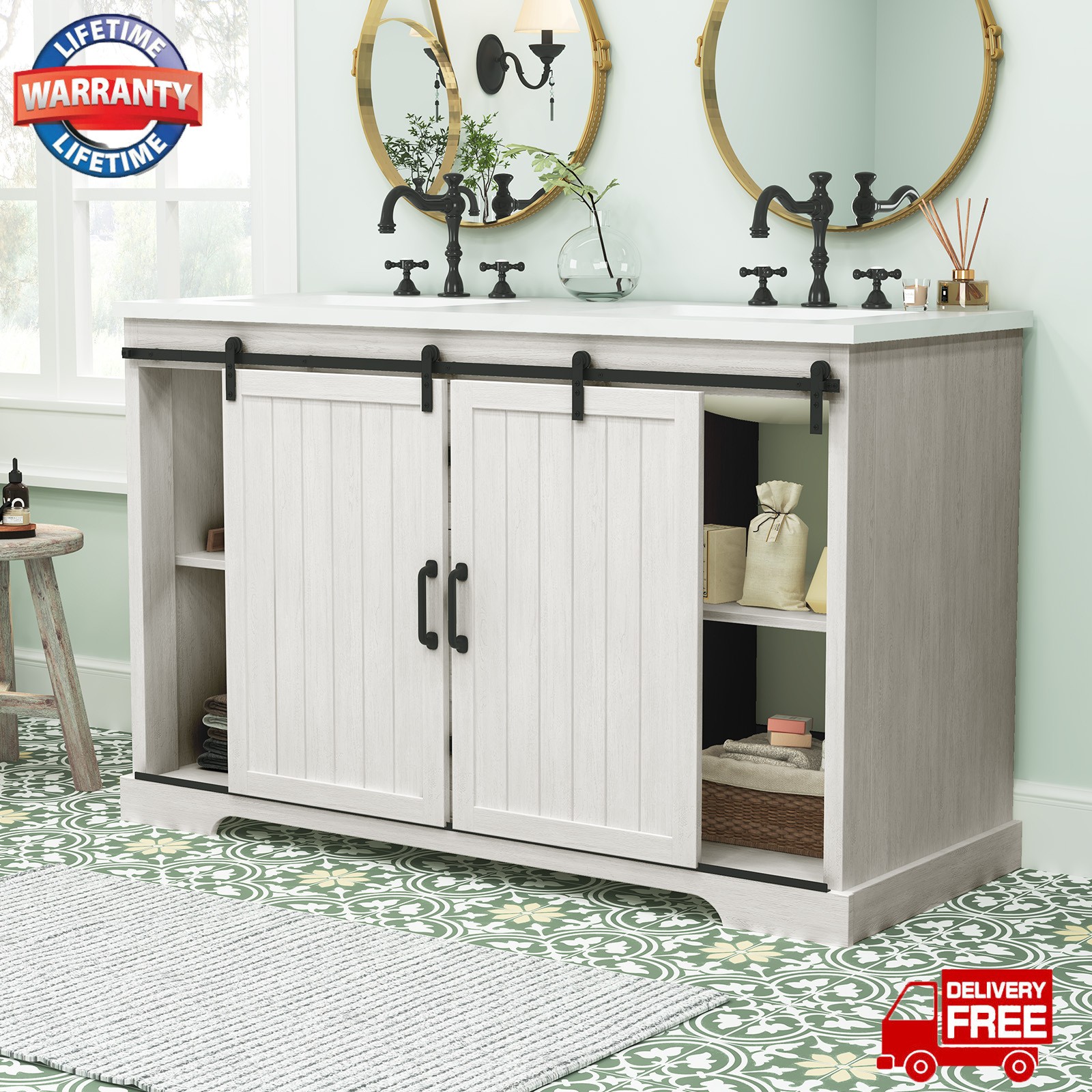 47″ Bathroom Vanity with Sink Combo Freestanding Bath Storage Cabinet w/ Drawers