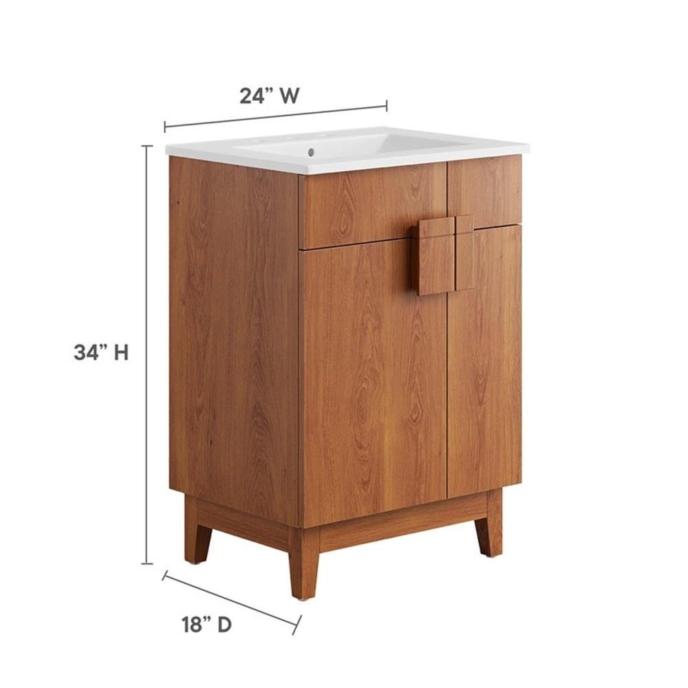 Pemberley Row Wood White/Walnut Bathroom Vanity Rectangular Hinged Doors 23″W…