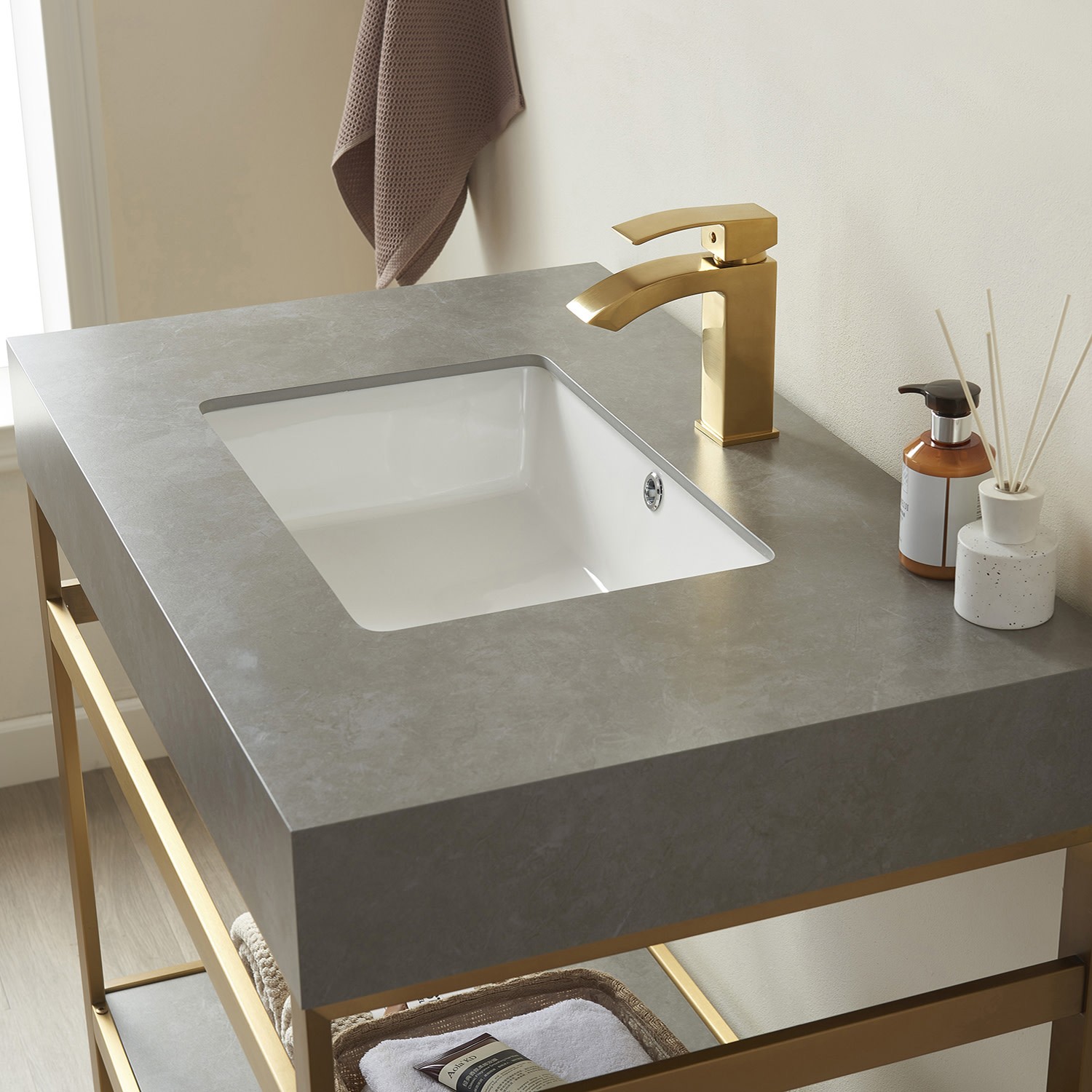 Miseno MV702536-NM Funes 36″ – Brushed Gold / White