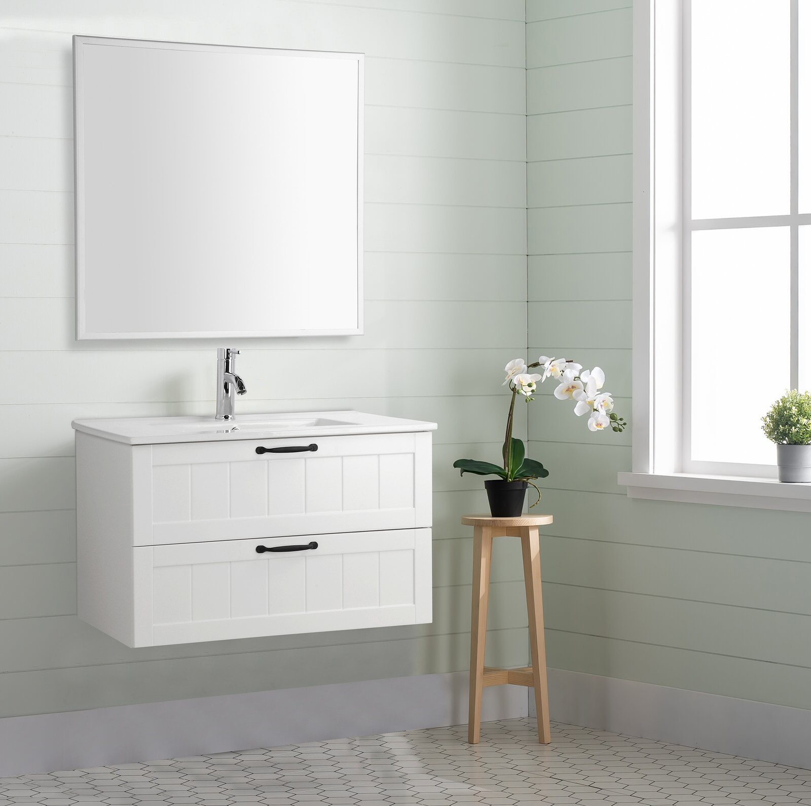 31.5″ Bathroom Vanity Cabinet with Sink Combo, Wall Mounted Floating Cabinet
