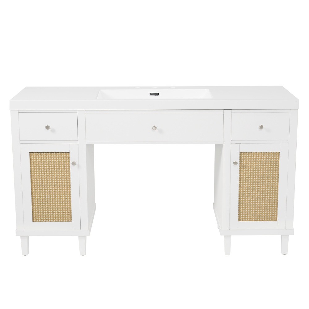 60 Inch Bathroom Vanity with SMC Sink, Modern Spacious Bathroom Storage Cabinet