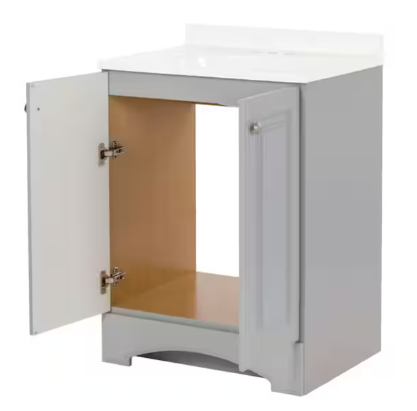 Glacier Bay 25″ Single-Sink Vanity – Pearl Gray with White Cultured Marble Top