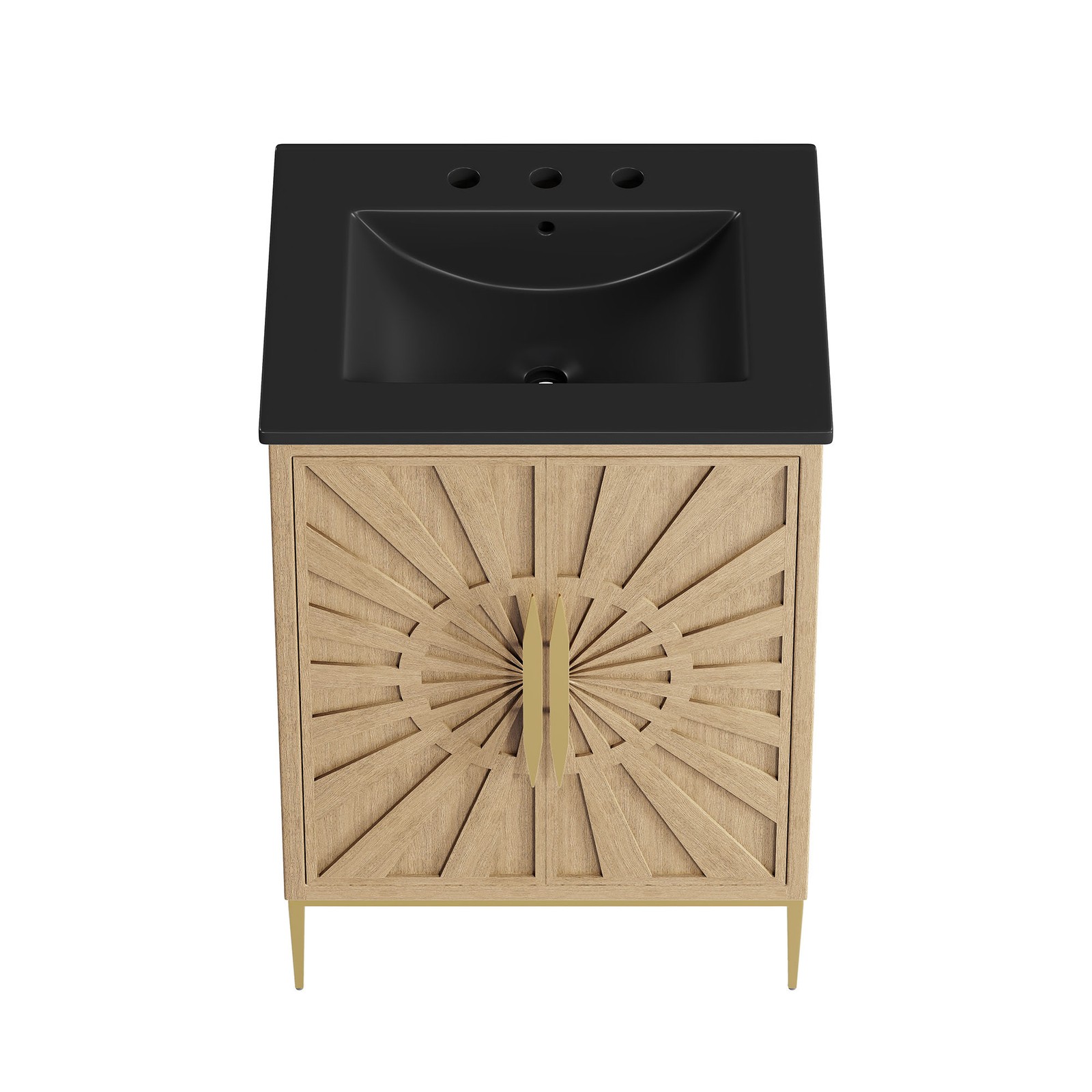 Modway Awaken 24″ Bathroom Vanity in Oak Black With Ceramic Sink Basin