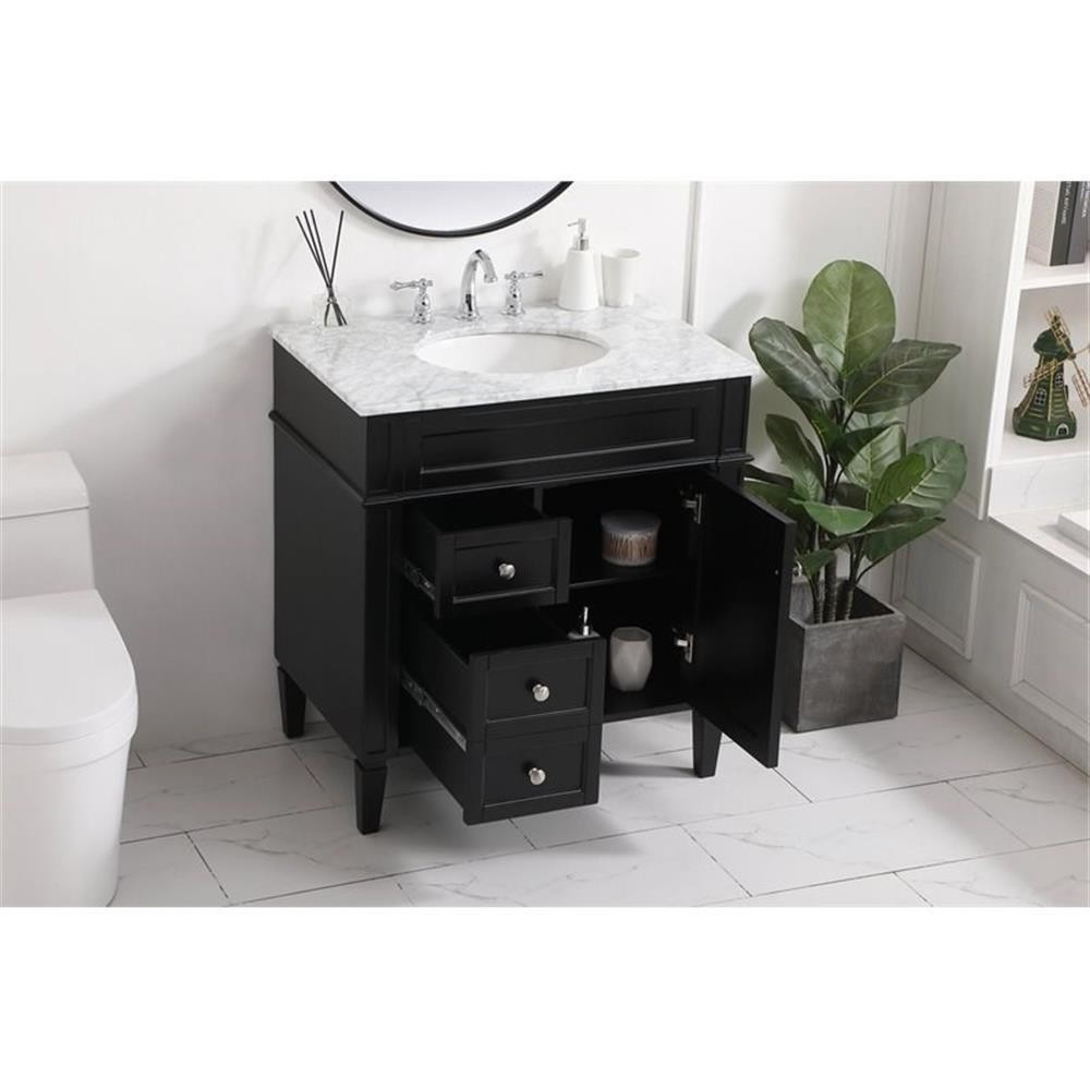 Elegant Decor Park Avenue 32″ Solid Wood & Metal Single Bathroom Vanity in Black