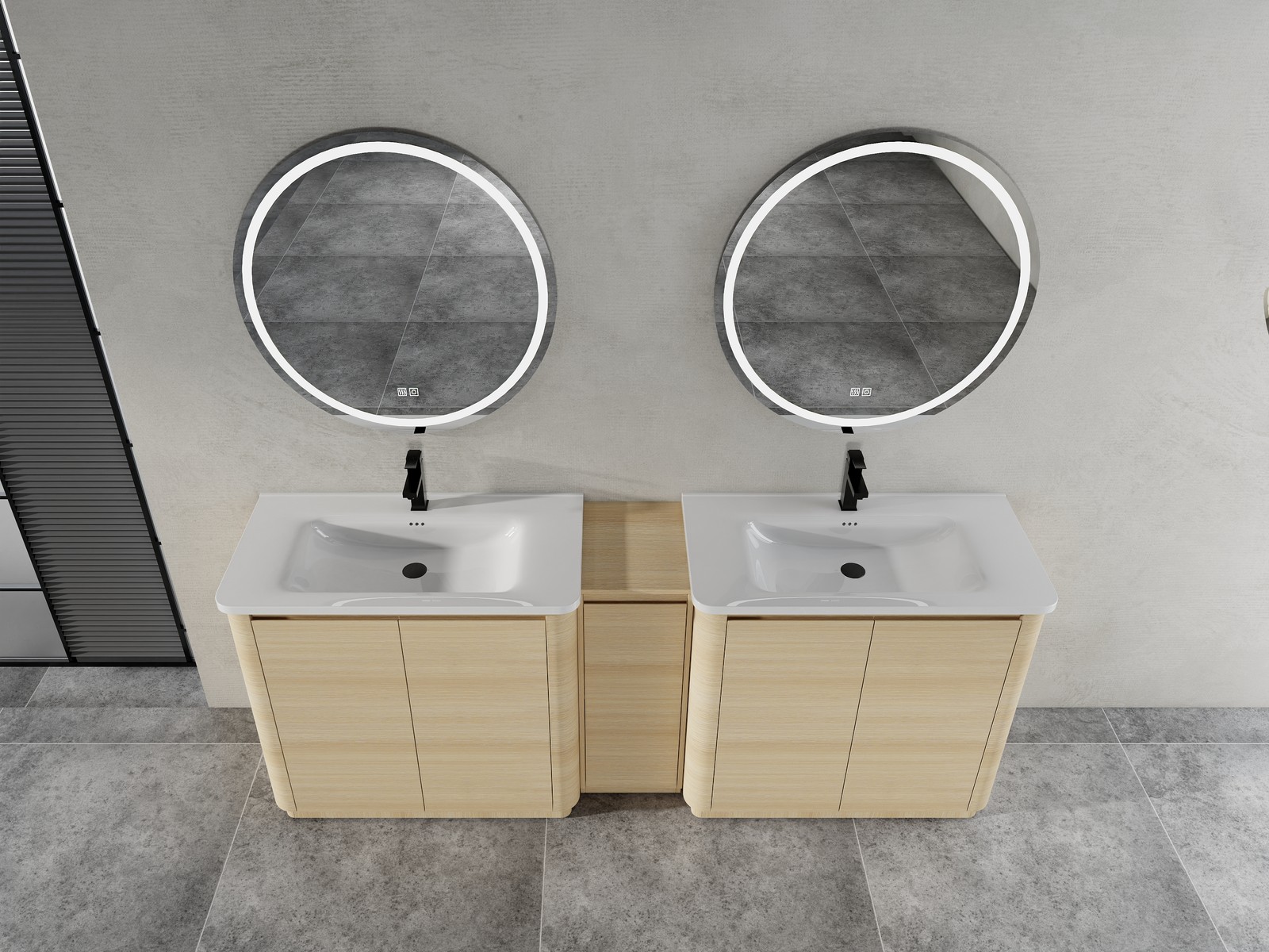 2X40“ Plywood Freestanding Bathroom Vanity W/ Ceramic Sink +Storage Cabinet Oak