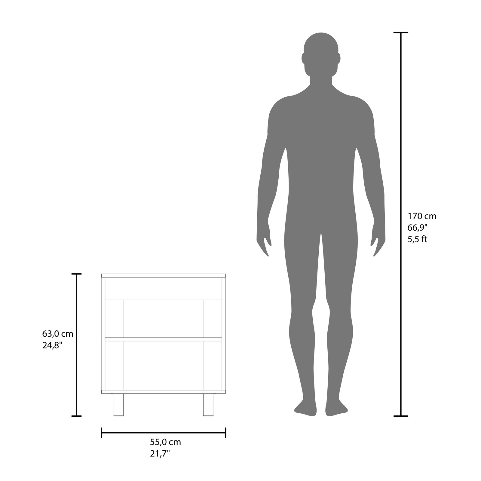 Under Sink Storage Cabinet with 2 Doors and 2 Shelves Natural Oak Black Wengue