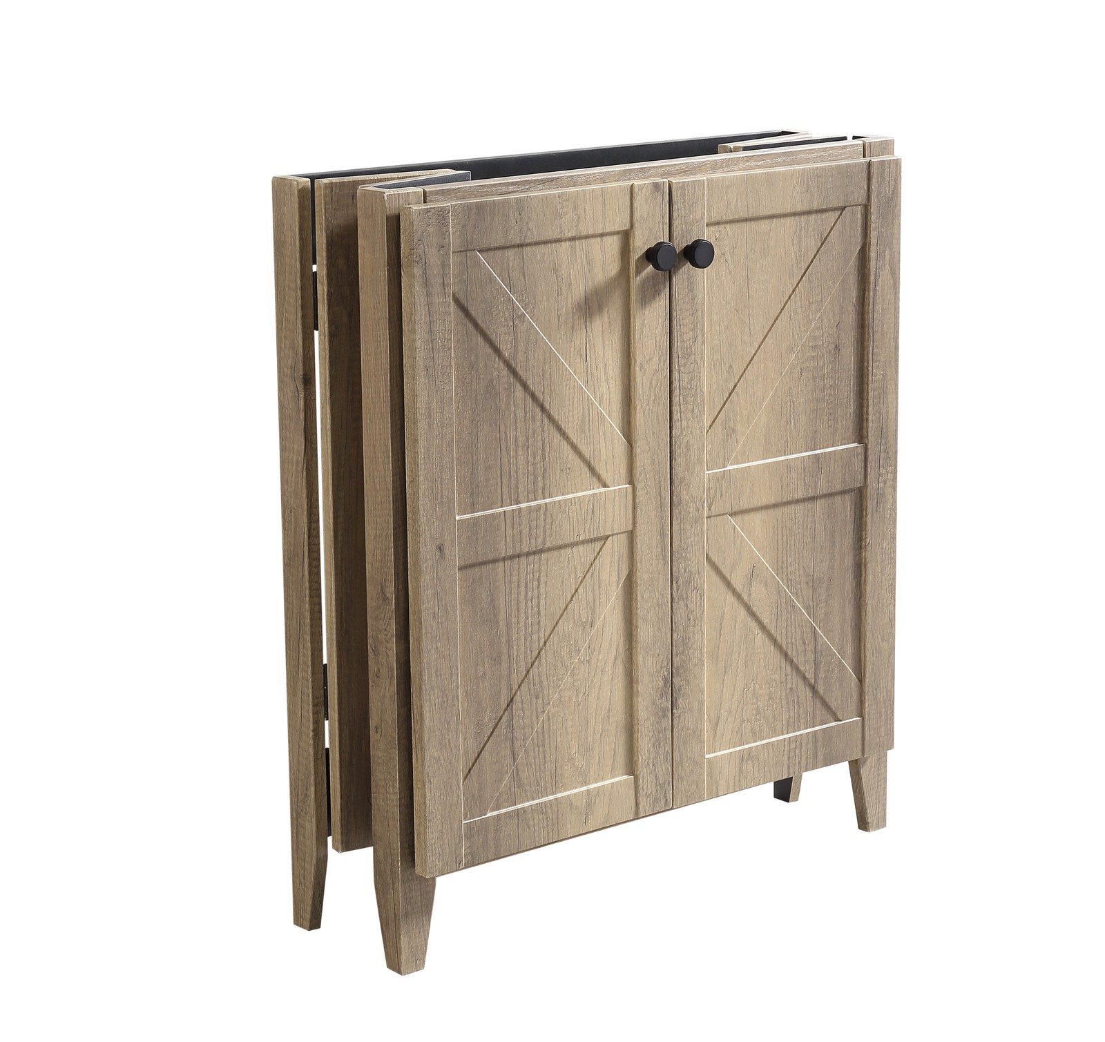 30″ Antique Grey Folding Floor Cabinet With Ceramic Sink Modern Storage Cabinet