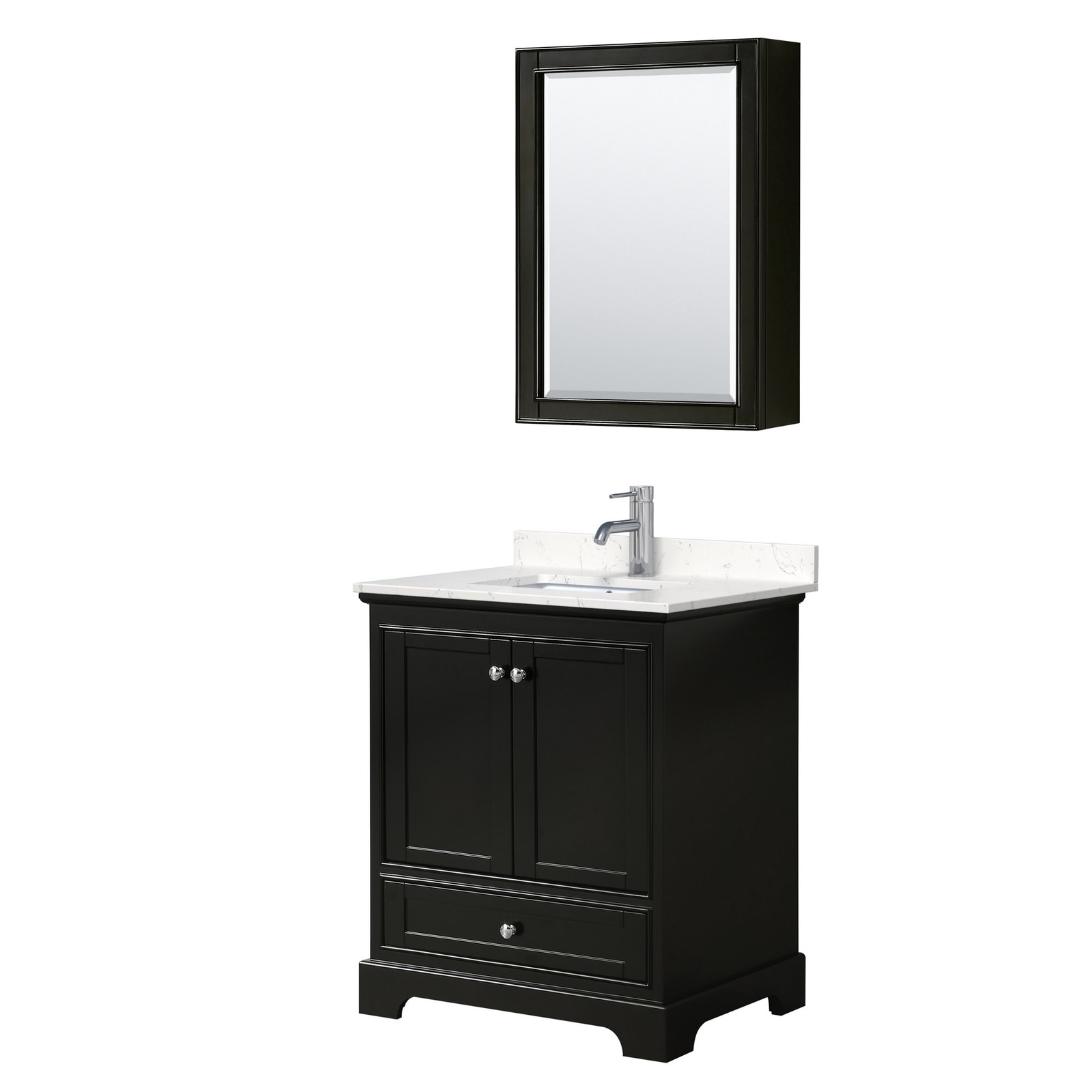 Wyndham Collection WCS202030S-VCA-MED Deborah 30″ – White / Carrara Cultured