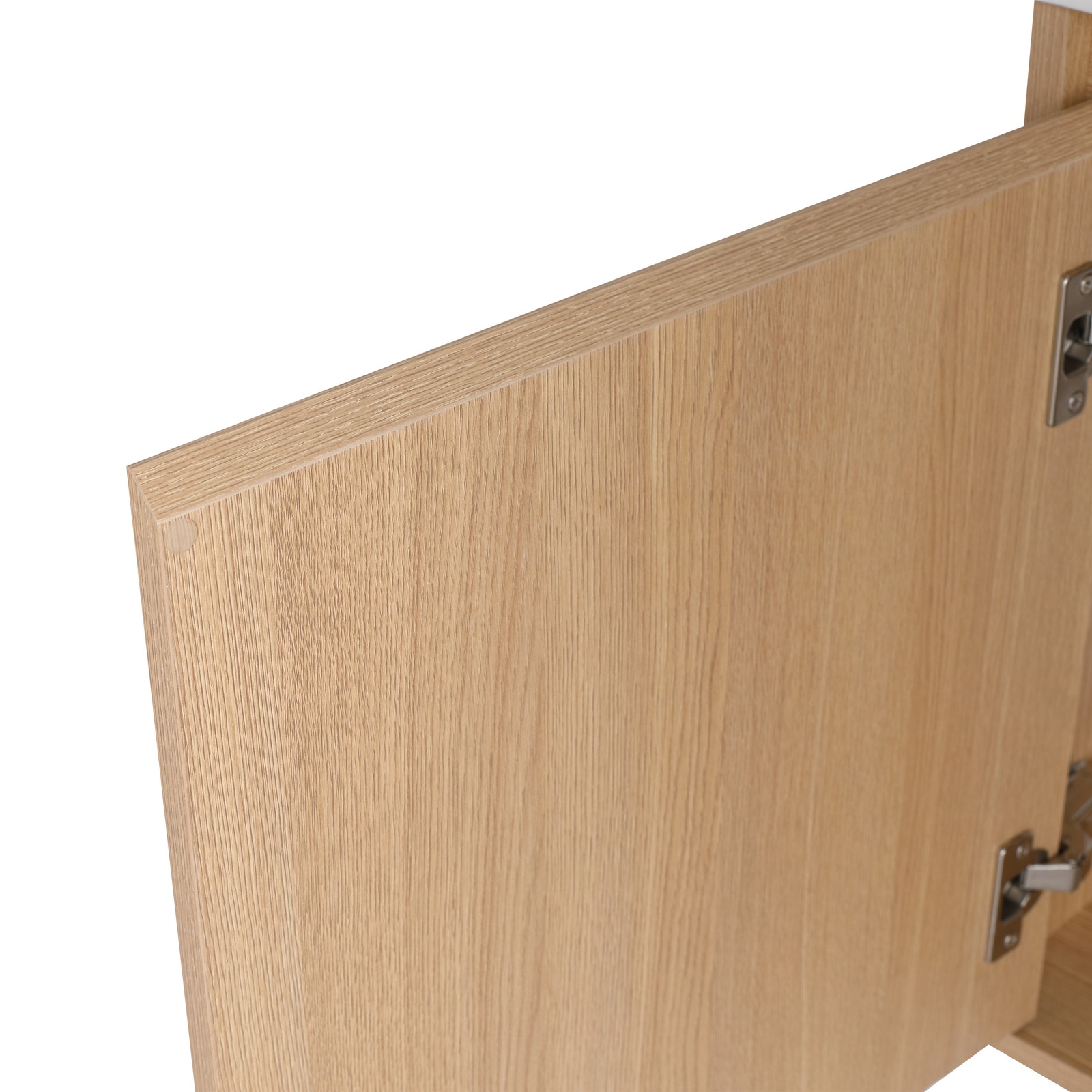 26in Plywood Wall-Mounted Bathroom Vanity W/ Ceramic Sink Basin Door Shelf Oak