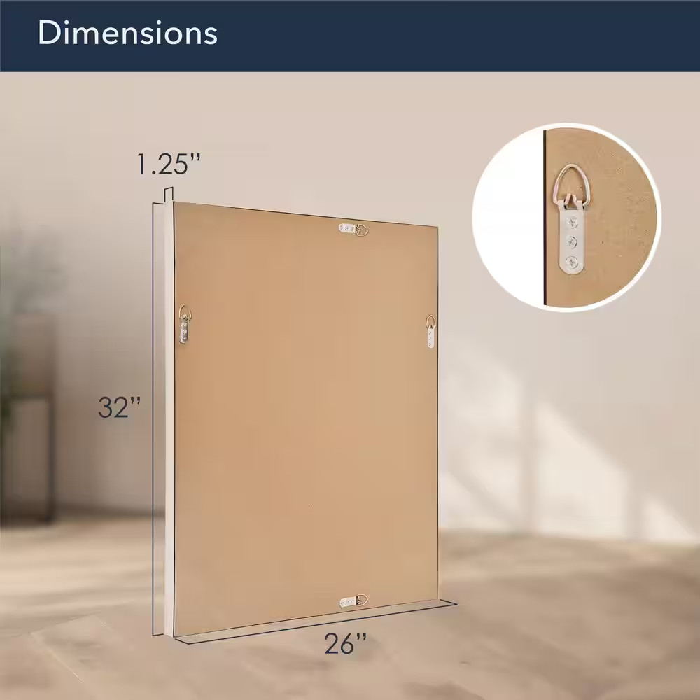 Modern 26 In. W X 32 In. H Framed Rectangular Beveled Edge Bathroom Vanity Mirro