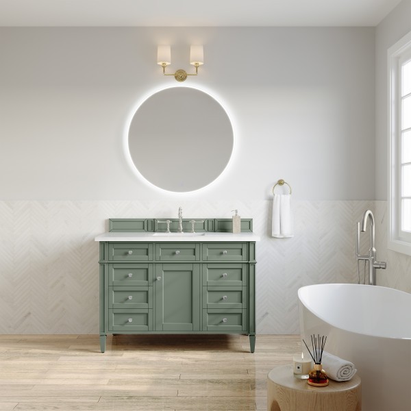 48″ James Martin Brittany 650-V48-SC-3WZ Vanity Cabinet White Zeus Top