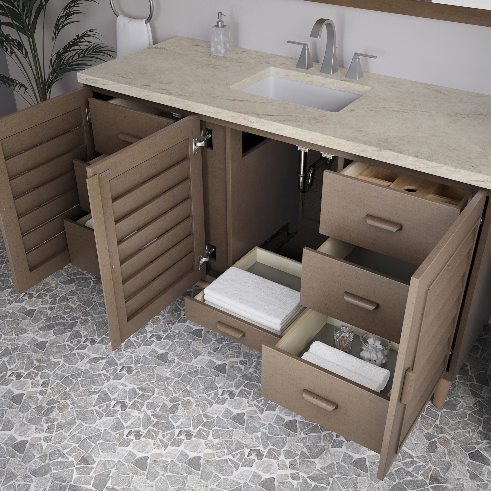 James Martin Vanities 620-V60S-3TJR Portland 60″ – Wood