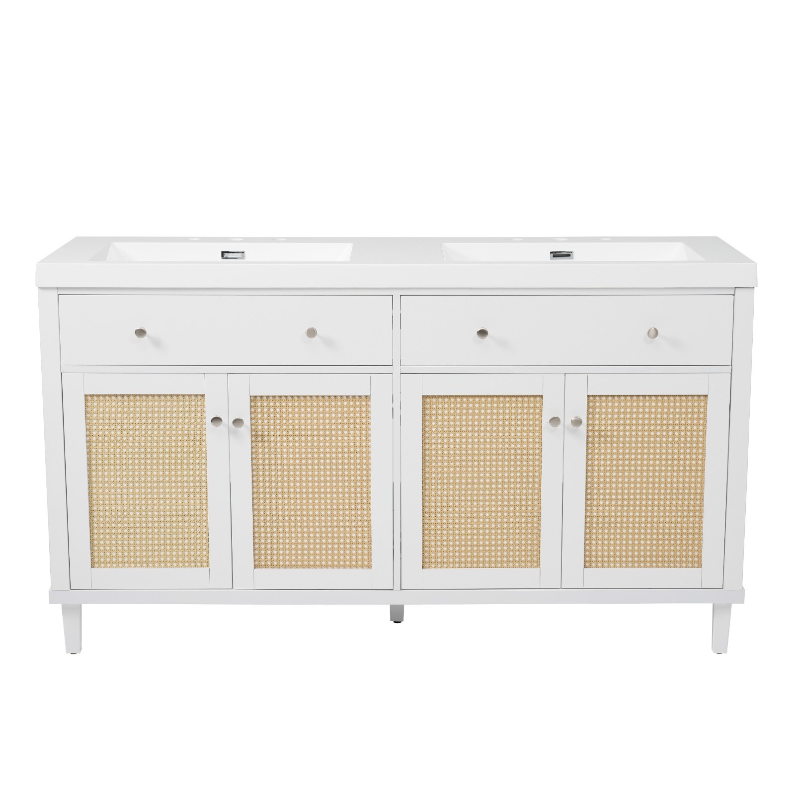 60 Inch Bathroom Vanity with Double Sink,Large Storage Space with 2 Tip-Out Tray