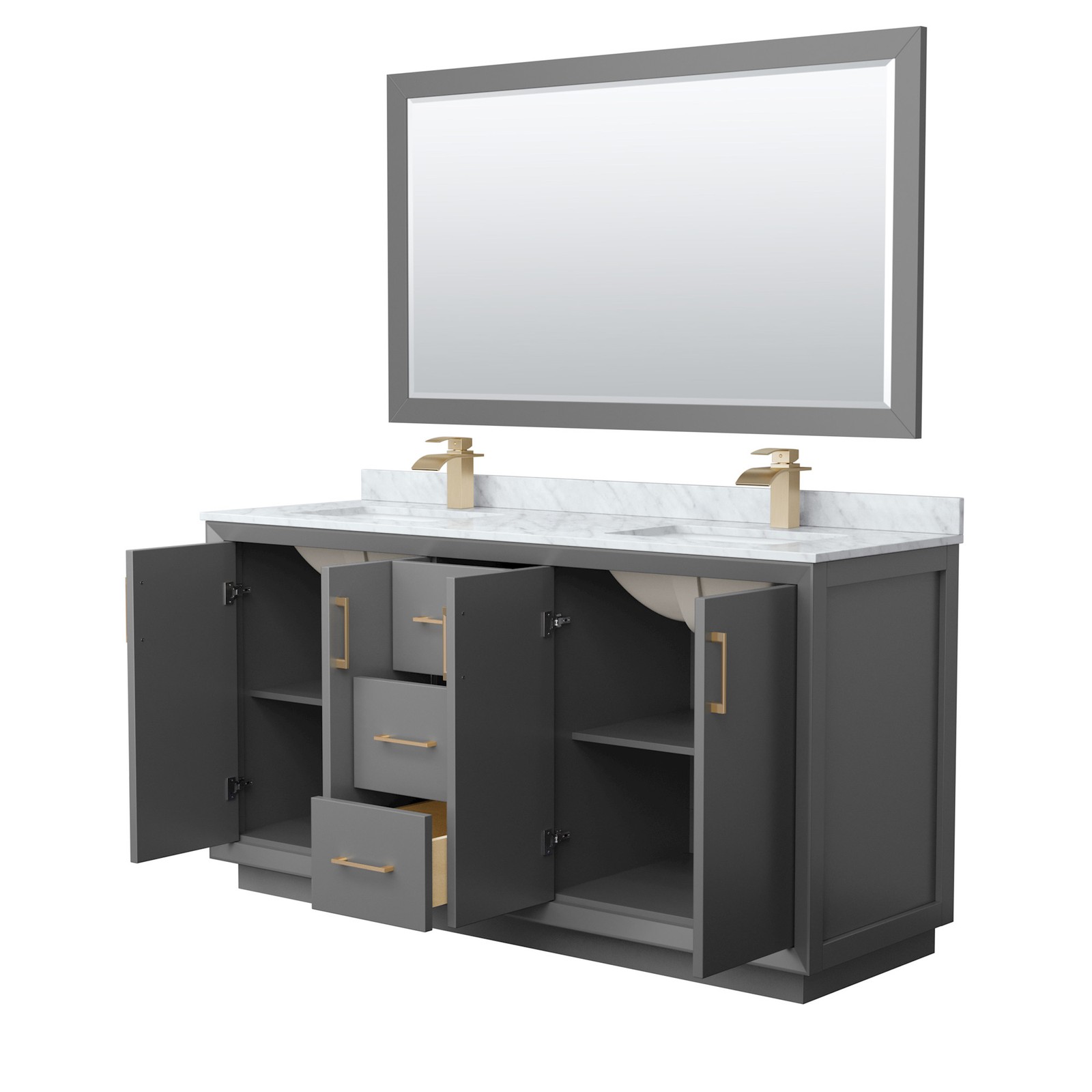 Wyndham Collection WCF414166D-NAT-UNSM58 Strada 66″ – Dark Gray / Brushed Nickel