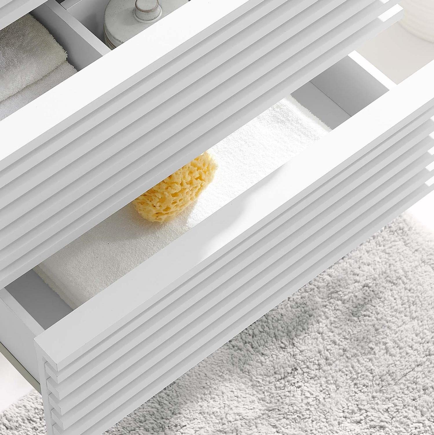 Modway Render 23.5″ MDF Wood Wall-Mount Bathroom Vanity Cabinet in White