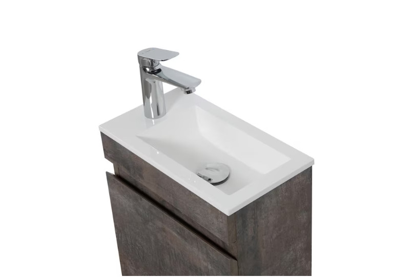 Abruzzo 16″ Floating Bathroom Vanity Resin Sink Soft-Close Dark Birch Cabinet 🔷