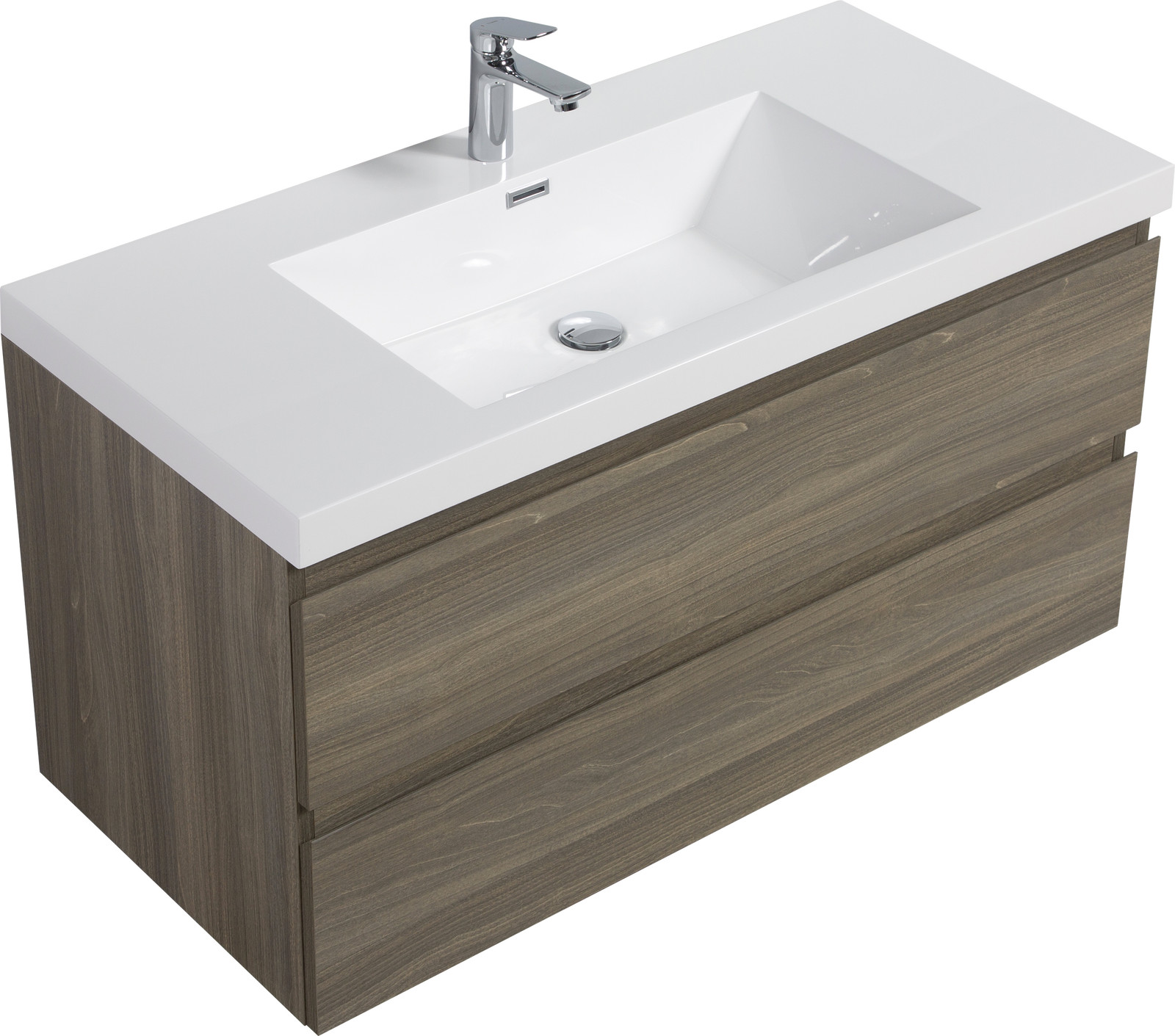 42″Floating Wall Mounted Bathroom Vanity Cabinet +Resin Basin Sink 2Drawers Gray