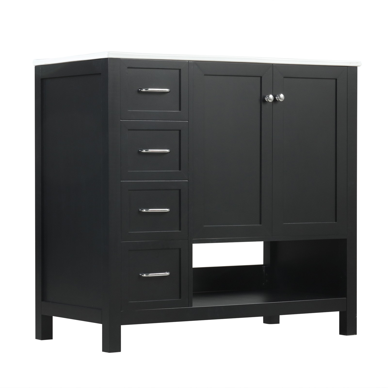 36″ Bathroom Vanity with Sink Top, Cabinet, Two Doors & Two Drawers