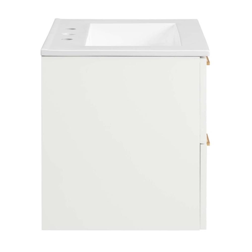 Modway Daybreak 24″ Modern Wood/Ceramic Bathroom Vanity in White