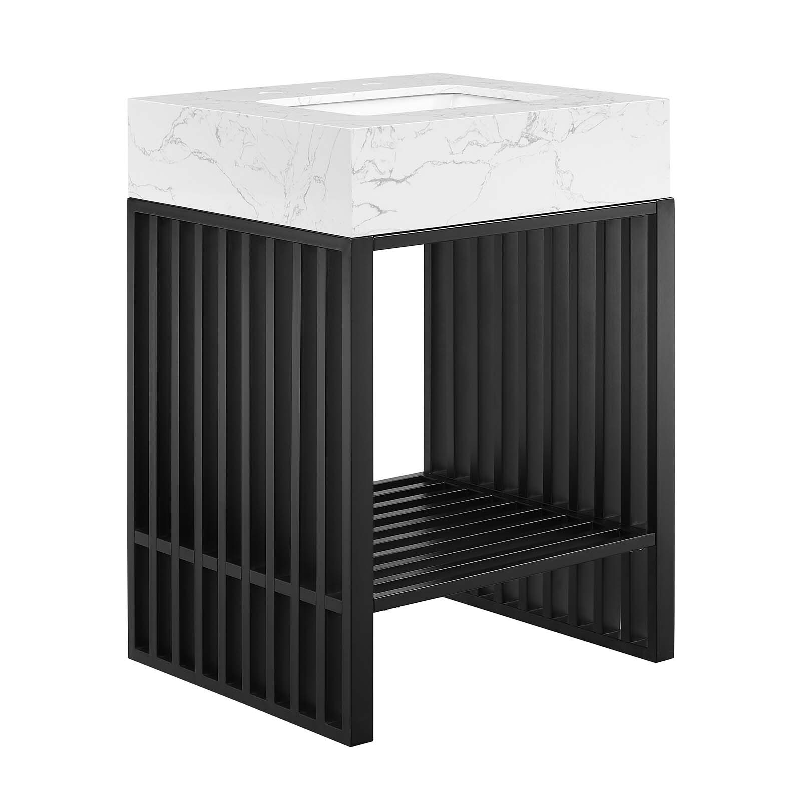 Modway Gridiron 24″ Bathroom Vanity in White Black