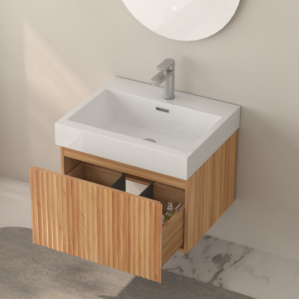 24″ 30″Wall Mounted Bathroom Vanity with Sink, Floating Vanity Cabinet, Drawer