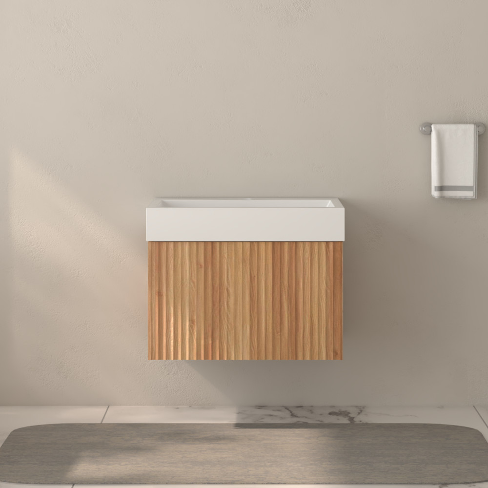 24″ 30″Wall Mounted Bathroom Vanity with Sink, Floating Vanity Cabinet, Drawer