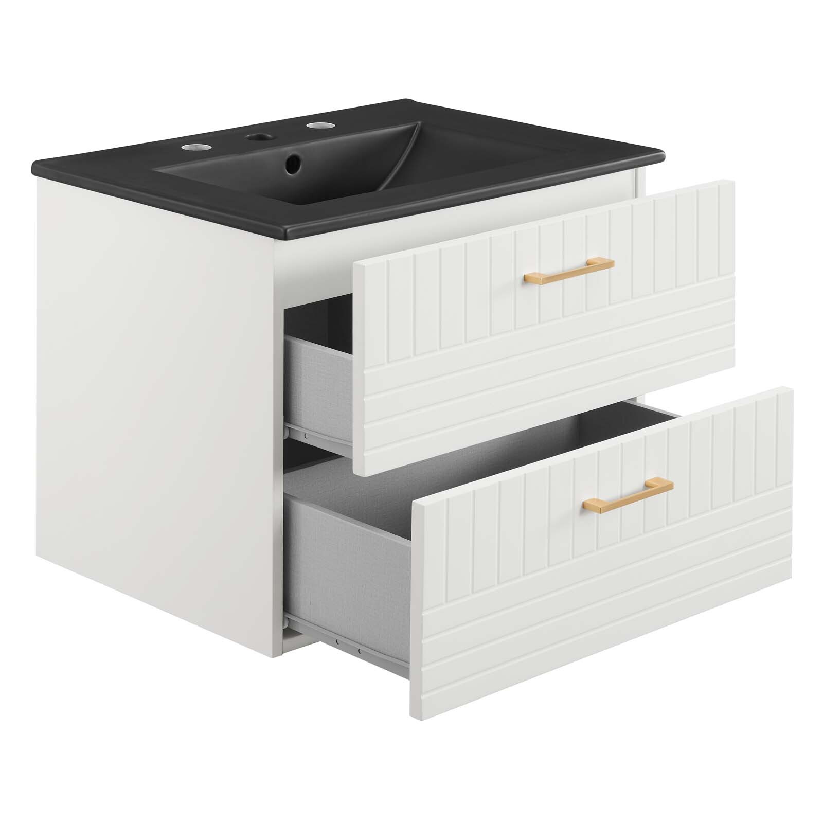 Modway Daybreak 24″ Wall-Mount Bathroom Vanity in White Black