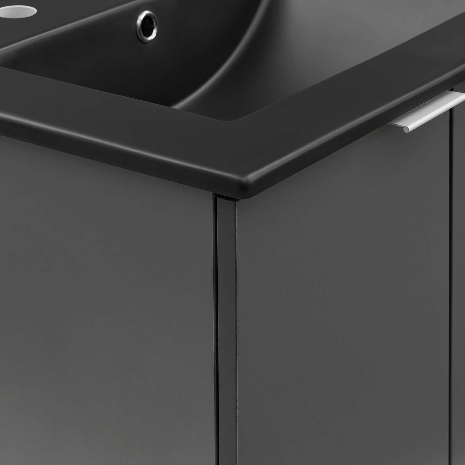 Modway Maybelle 24″ Wall-Mount Bathroom Vanity In Gray Black