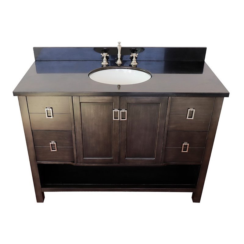 Monterey 49″ Oval Sink Solid Wood Vanity in Silvery Brown/Black Galaxy