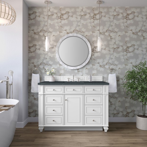48″ James Martin Bristol 157-V48-BW-3CSP Vanity Cabinet Charcoal Soapstone Top