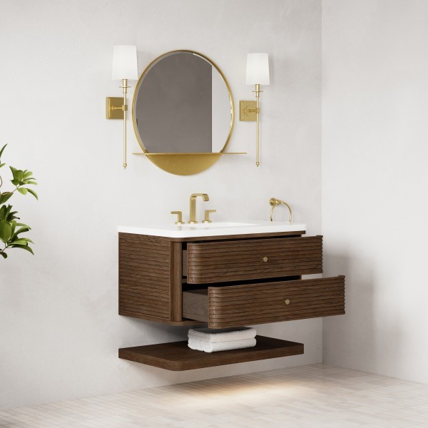 36″ James Martin Allamari D640-V36-SBL-WWZ Vanity Cabinet White Zeus Top