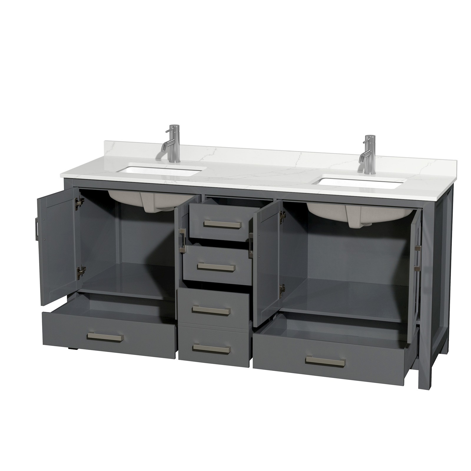 Wyndham Collection WCS141472D-QTZ-UNSMXX Sheffield 72″ – Gray / White Quartz Top