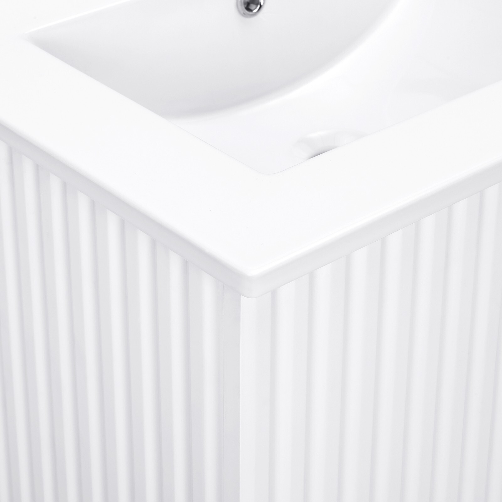 24″ Floating Wall Mounted Bathroom Vanity with White Porcelain Sink and Soft