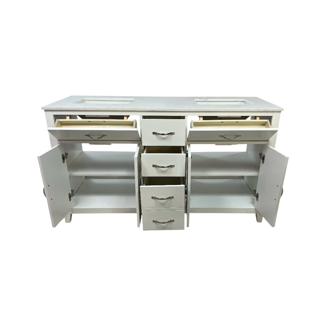 Lark Manor Vannes Bathroom Vanity with Solid Hardwood Frame Quartz Countertop