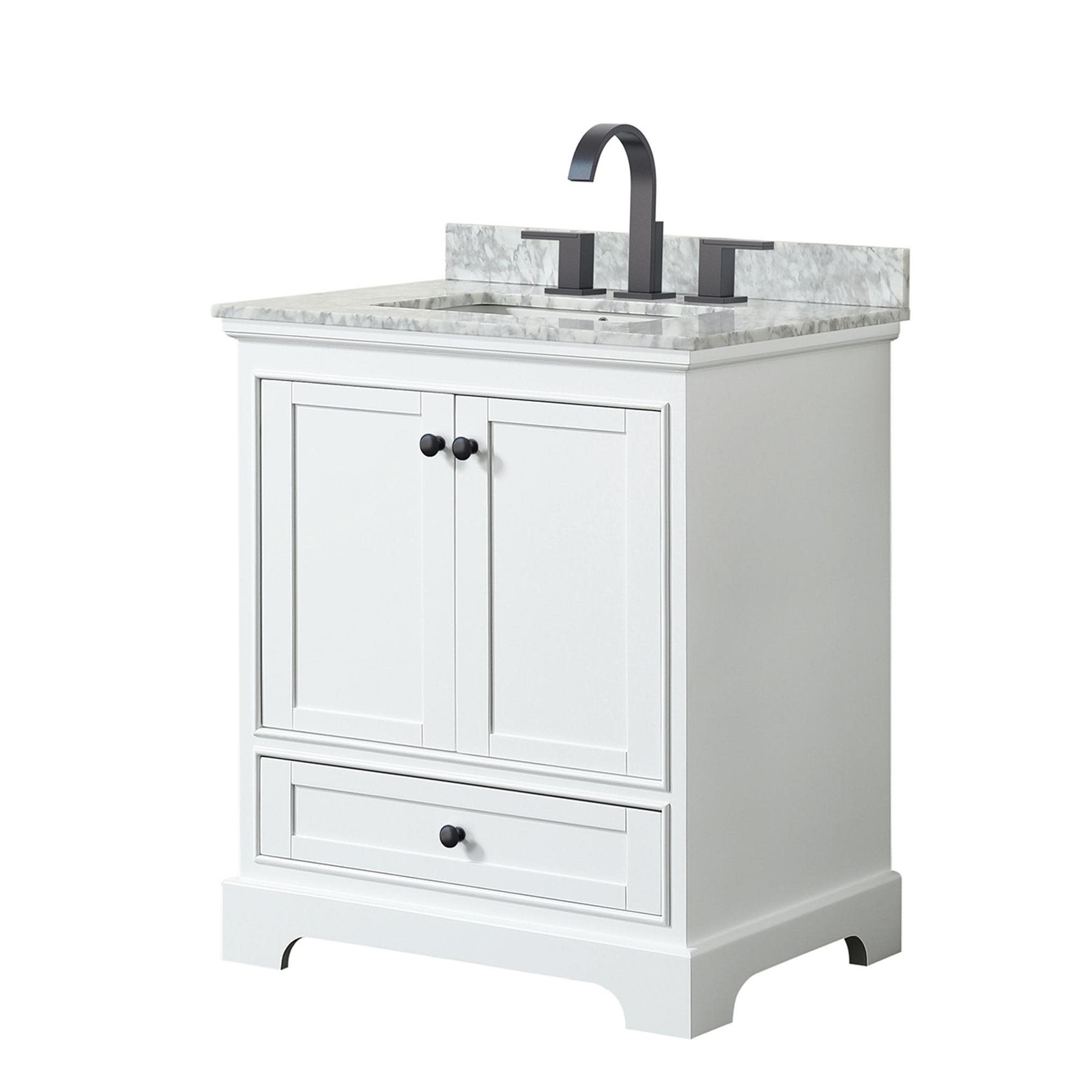 Wyndham Collection WCS202030SCMUNSMXX Deborah 30″ – White / White Carrara Marble