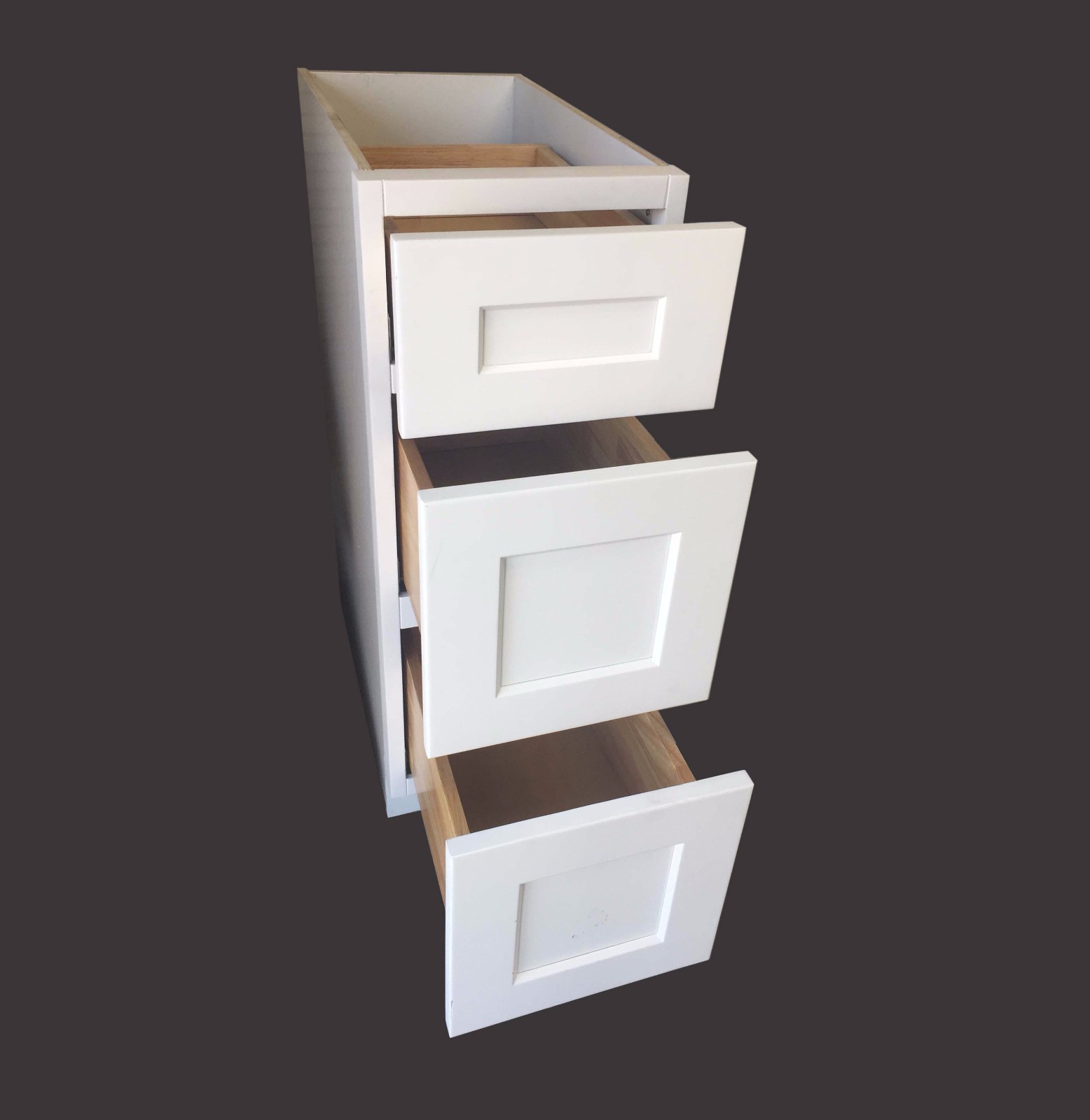 12 ” W x 21″ D – 3 Drawers White Shaker Bathroom Vanity Base Cabinet solid wood