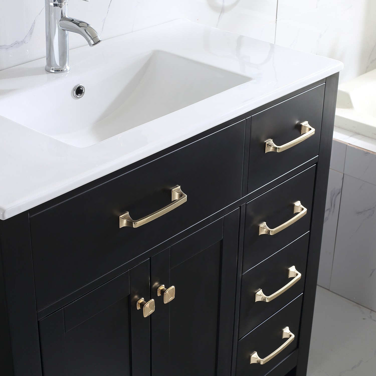 36 Inch Bathroom Vanity w/Mirror, Matte-finish Cabinet Base No Sink Included