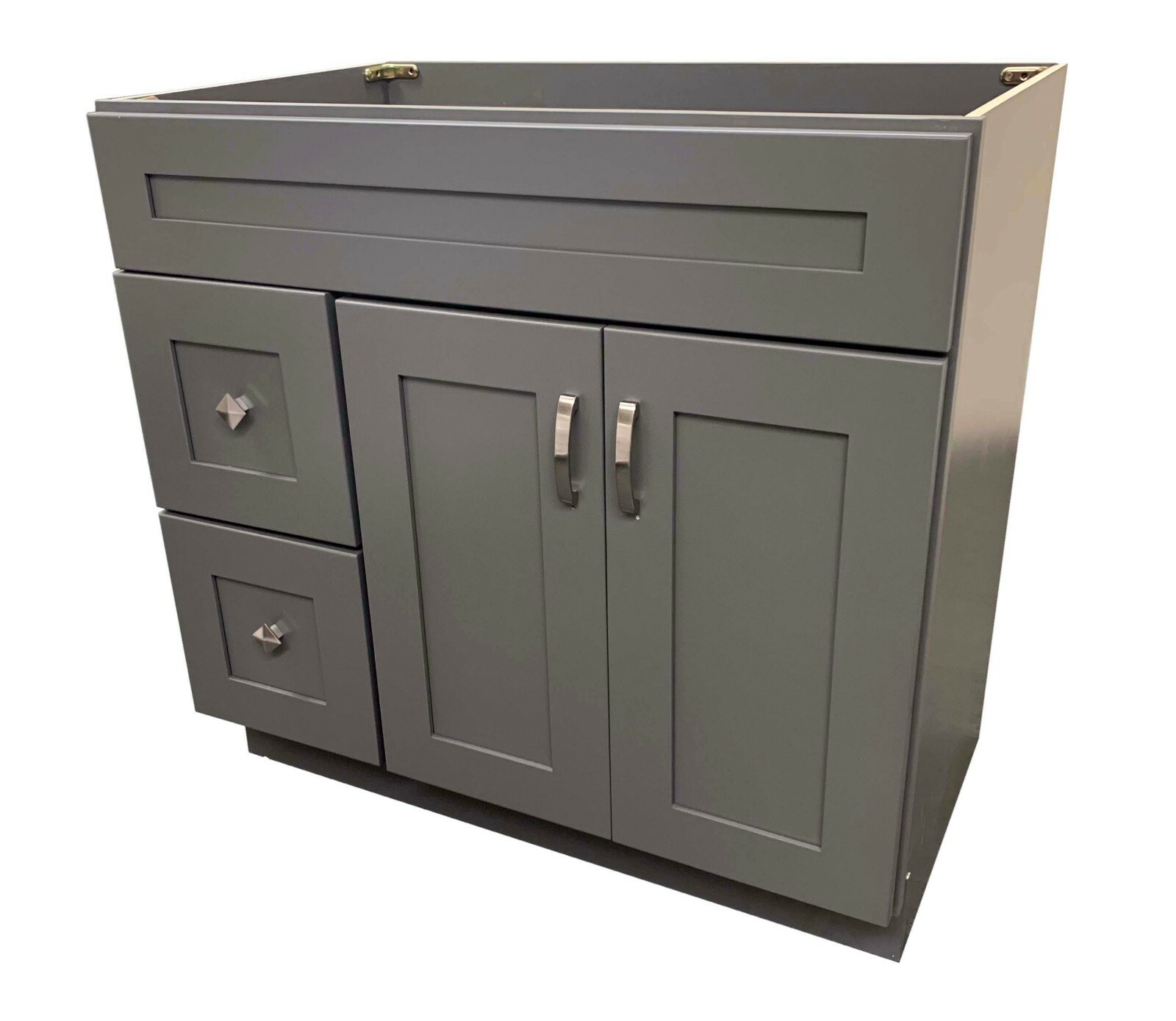 36″ Grey Shaker Single-Sink Bathroom Vanity Base Cabinet 36″ Wide x 21″ Deep