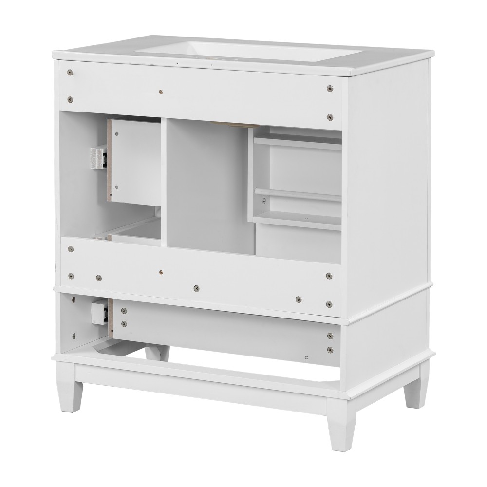 30″ Bathroom Vanity with Sink, One Door with Shelf and Three Drawers