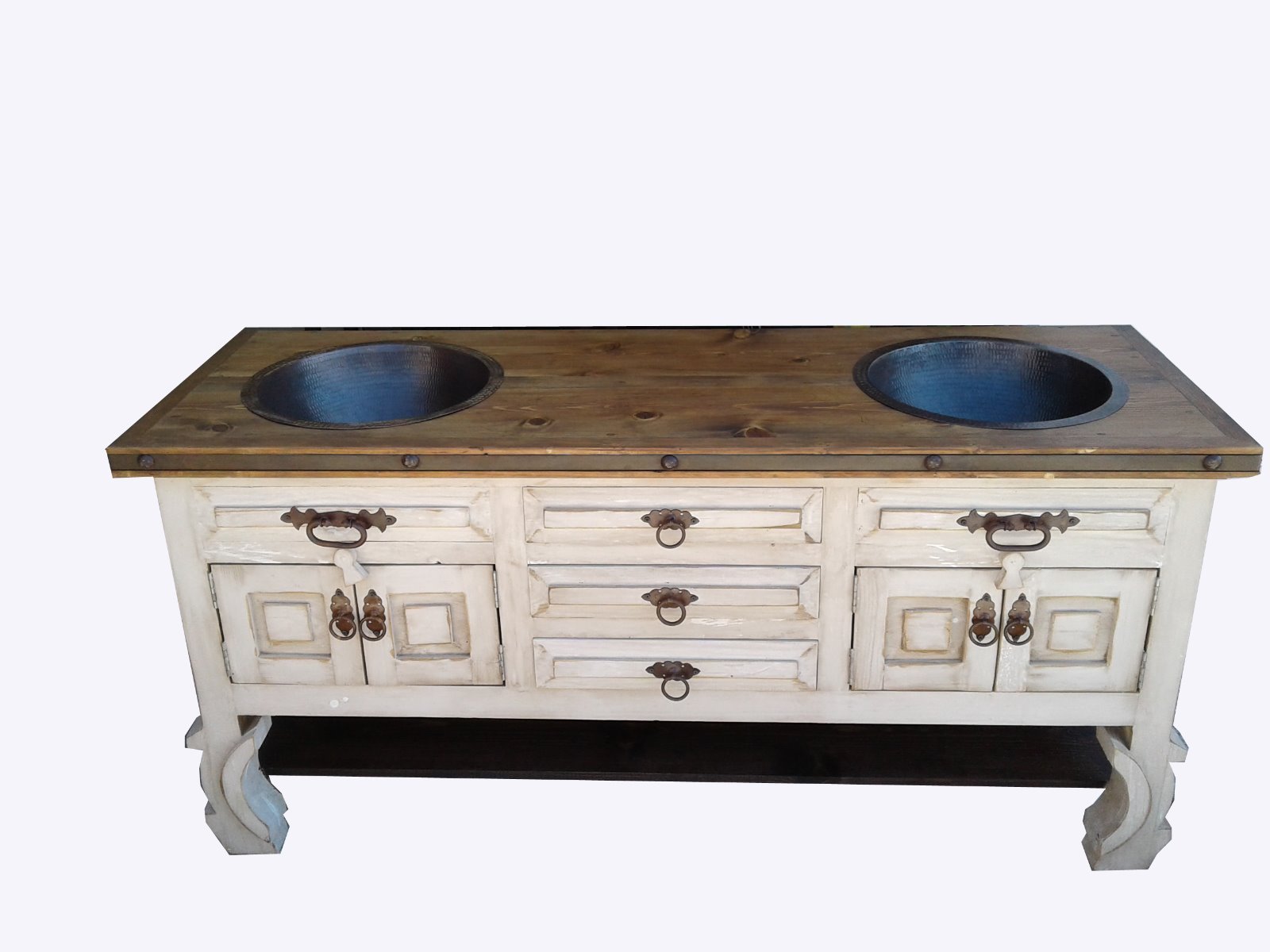 Vintage Style Rustic White Wash Bathroom Vanity 36″ wide