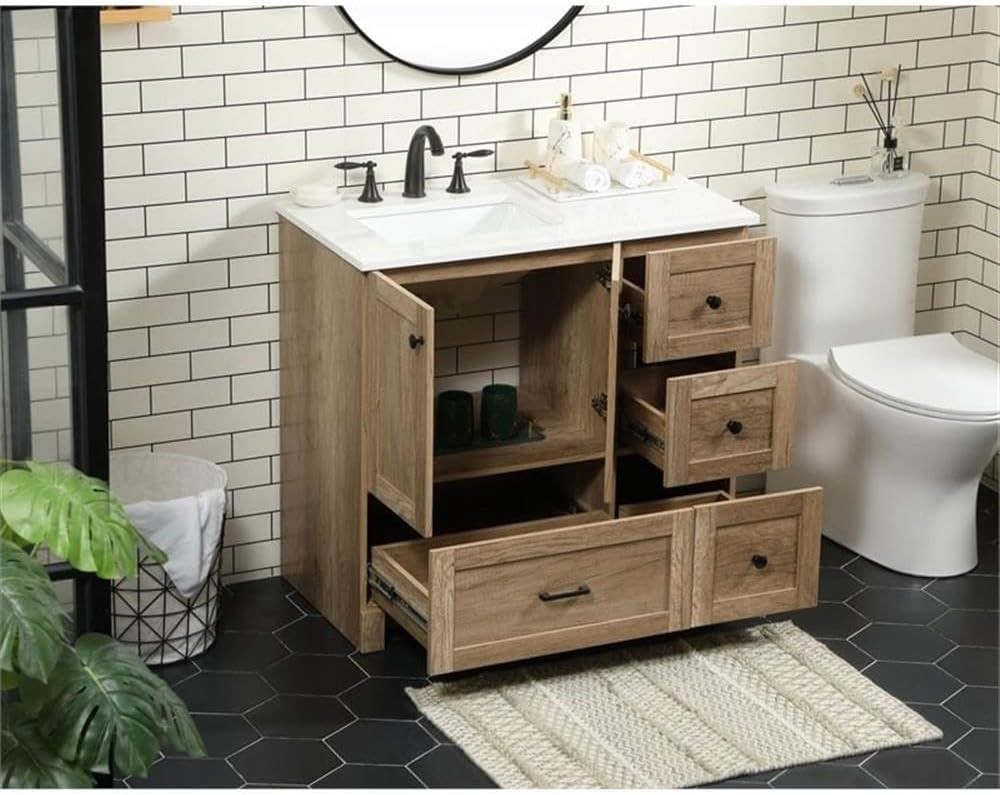 Elegant Lighting VF2836NT 36 inch Single Bathroom Vanity in Natural Oak