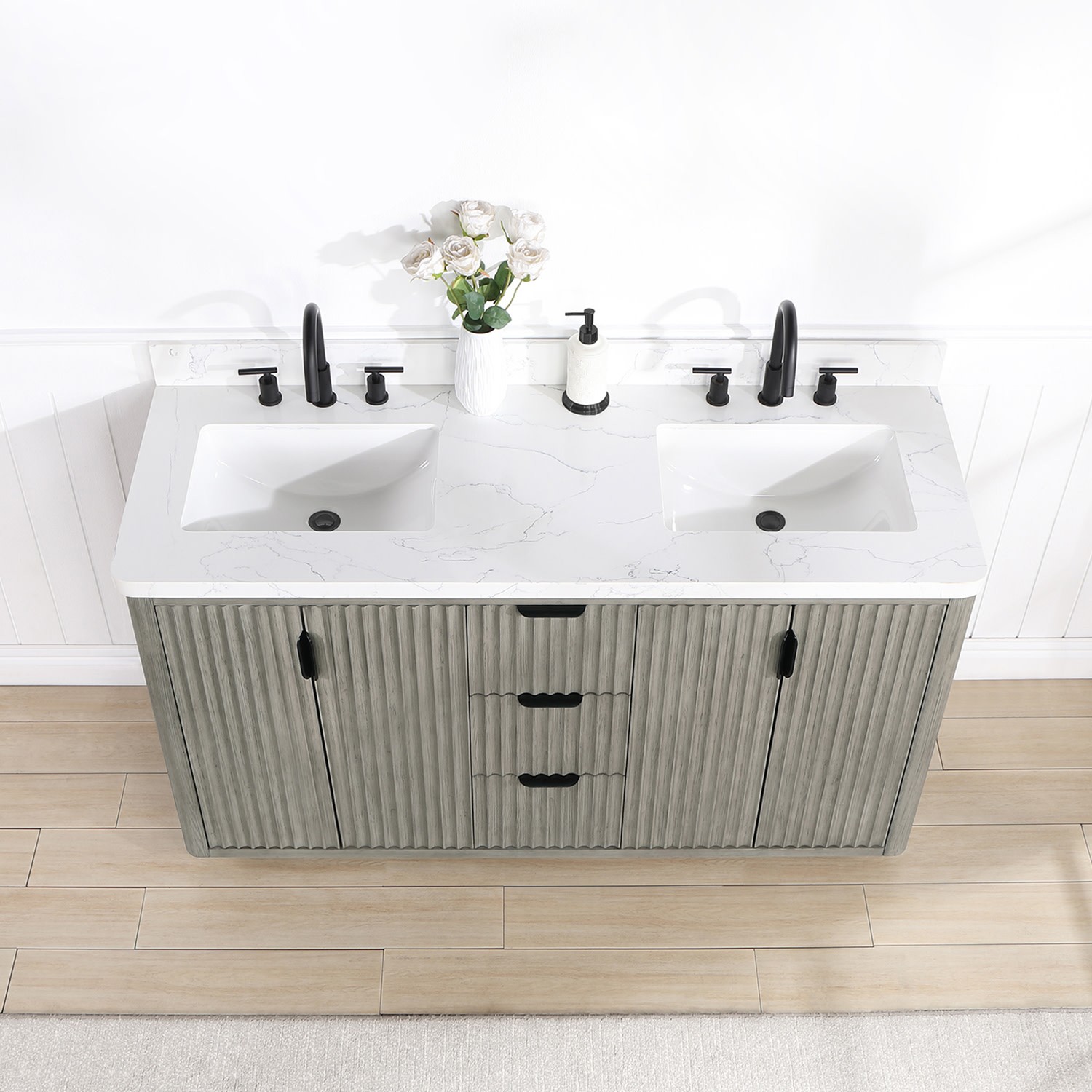 Miseno MV-NM-704160M Cadiz 60″ – Fir Wood Black / Lightning White