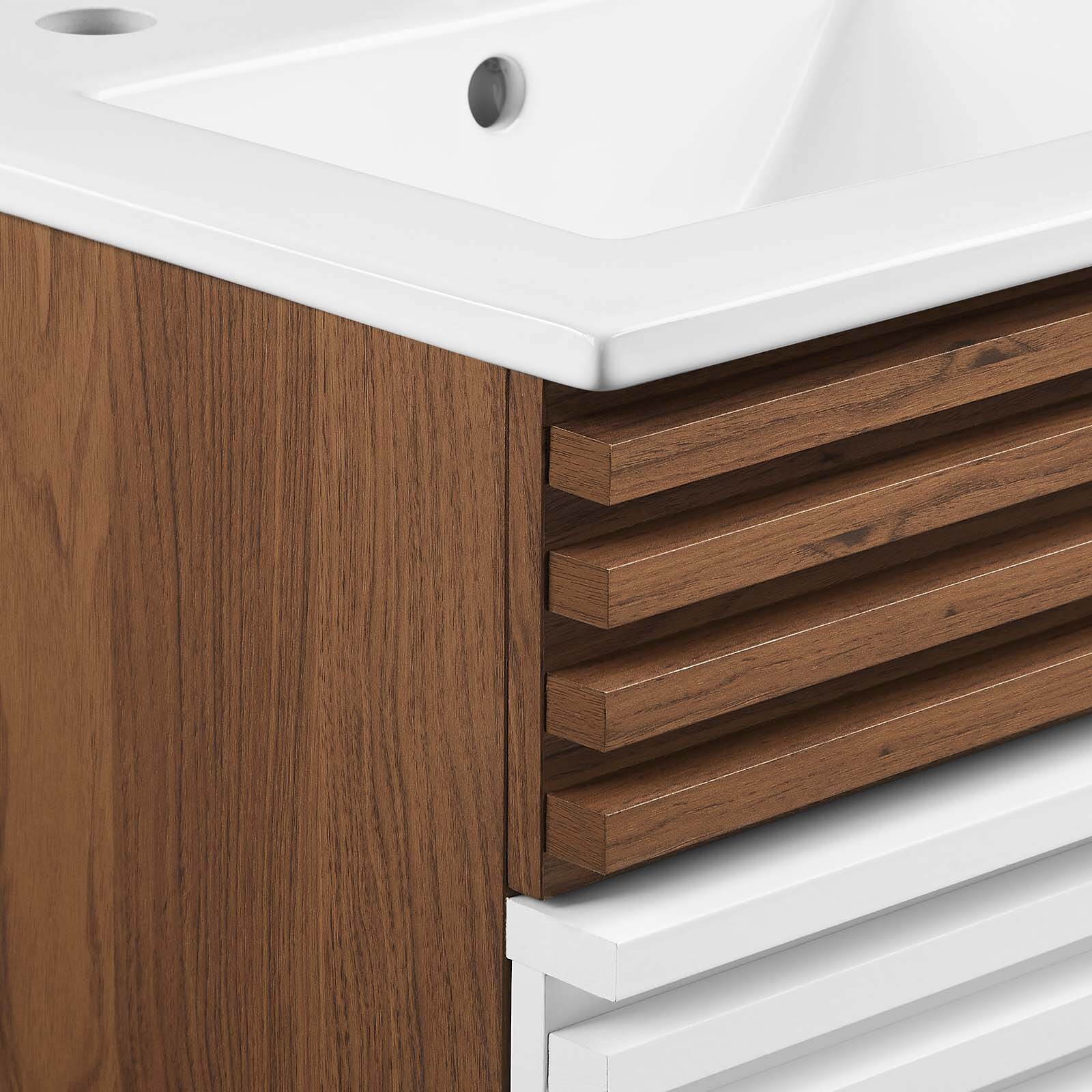 Modway Render 18″ Bathroom Vanity With Sink in White Walnut White