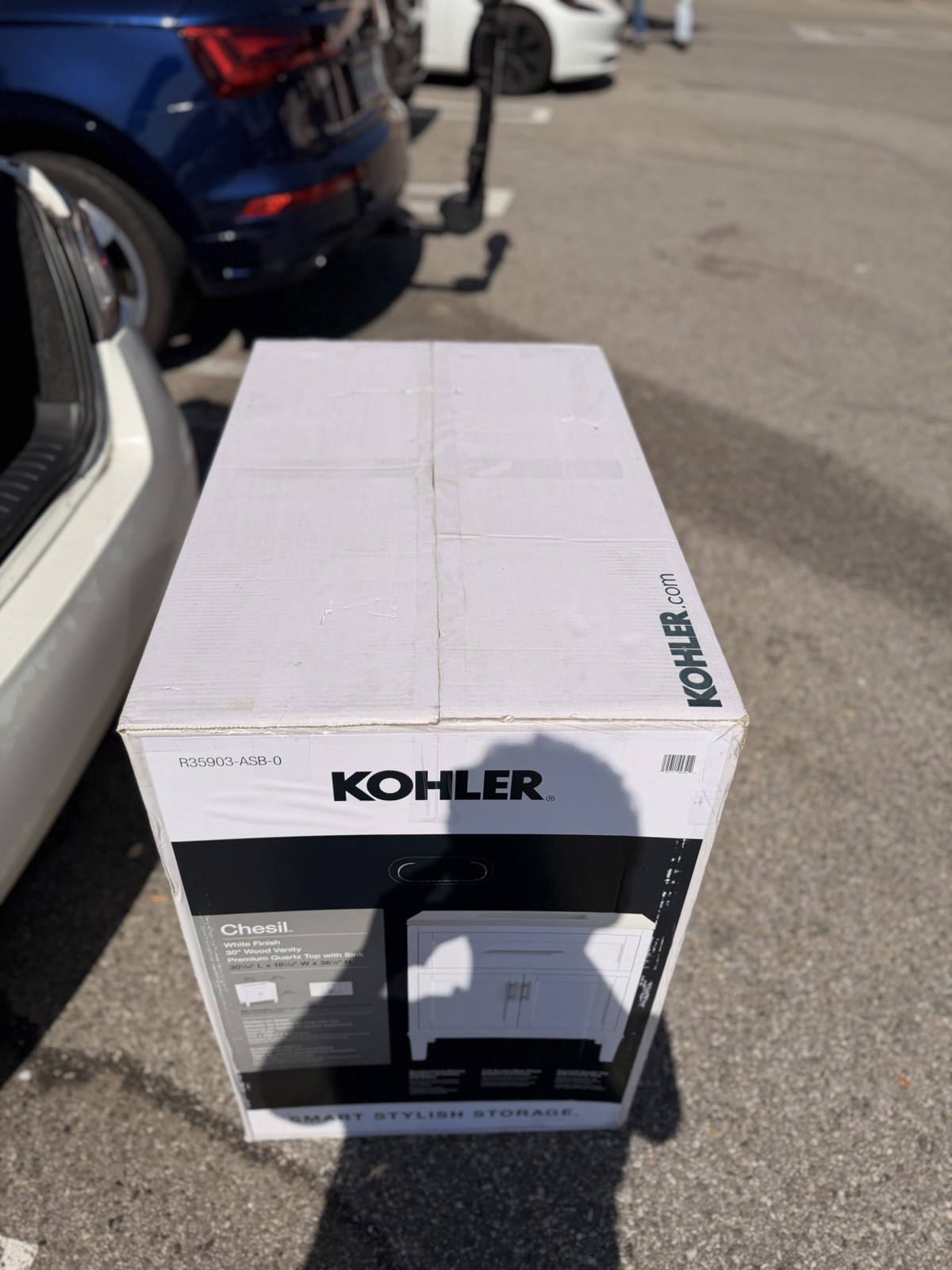 KOHLER Chesil 30″ White Wood Vanity w/ Sink Quartz Top Soft-Close Doors/Drawer