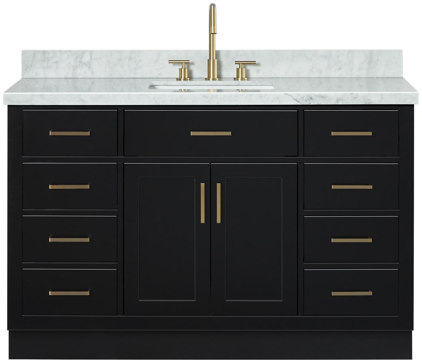 Ariel T055SCWRVO Hepburn 55″ – Black / Italian Carrara Marble Top / Satin Brass