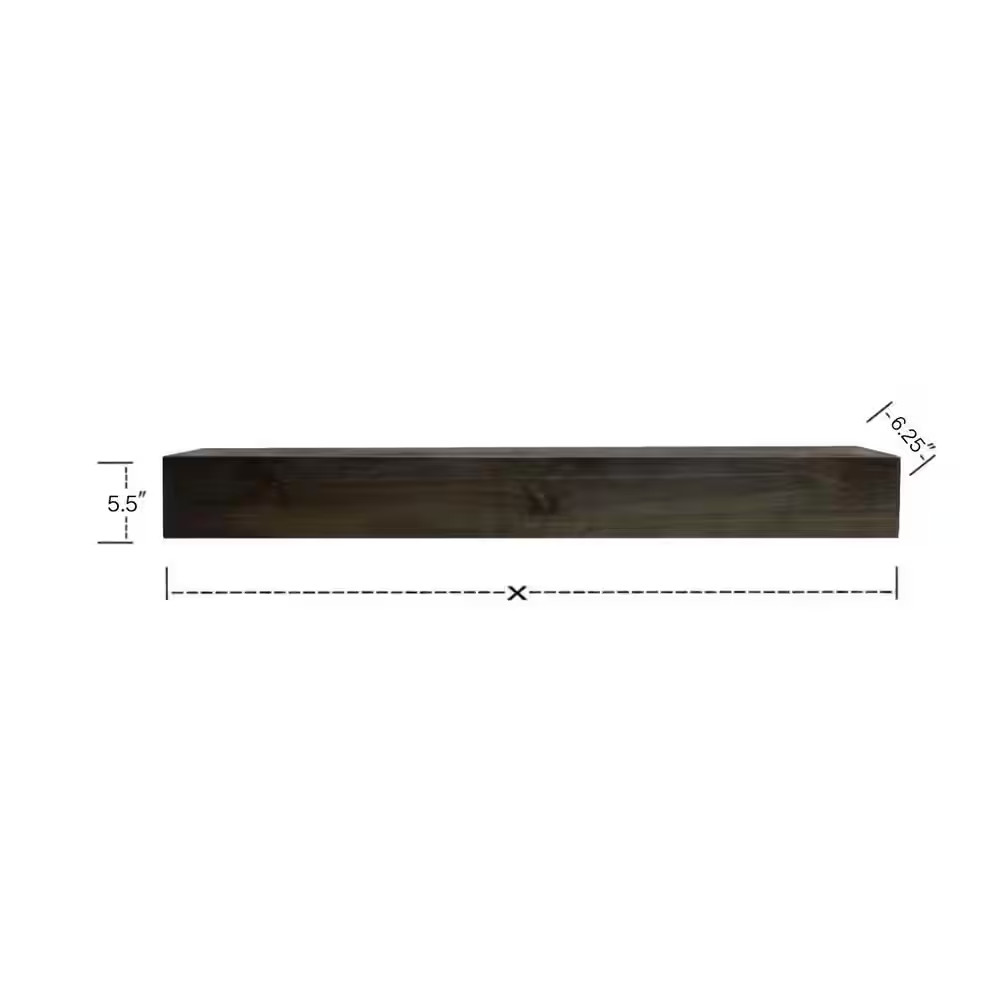 48 In. W X 5.5 In. H X 6.25 In. D Modern Farmhouse Midnight Black Cap-Shelf Mant