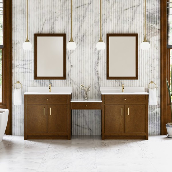 96″ James Martin Bellshire 660-VMC96-HNO-1WZ Dual Vanity Cabinet White Zeus Top