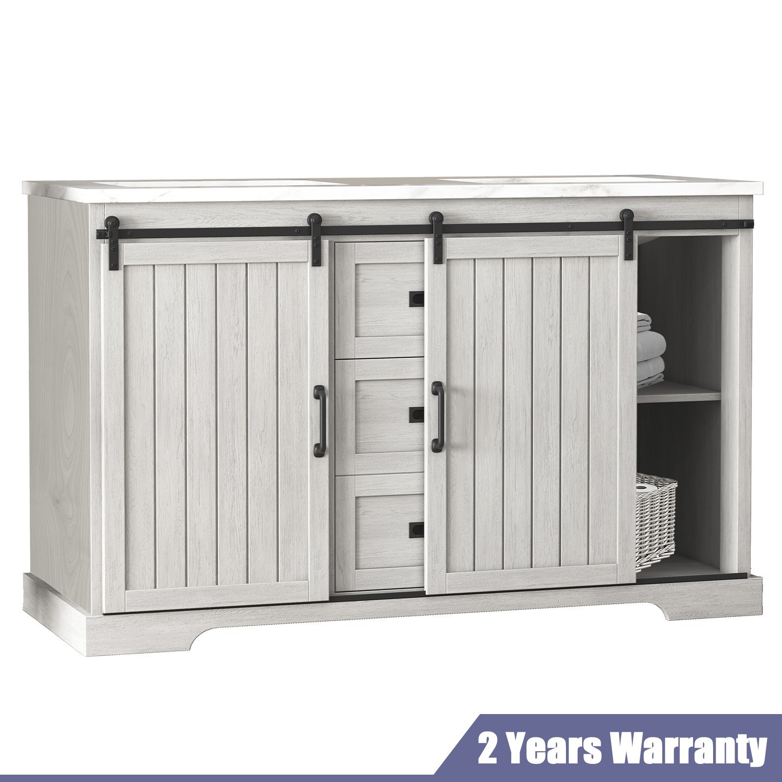 47″ Bathroom Vanity Cabinet with Double Sink Freestanding Storage Cabinet